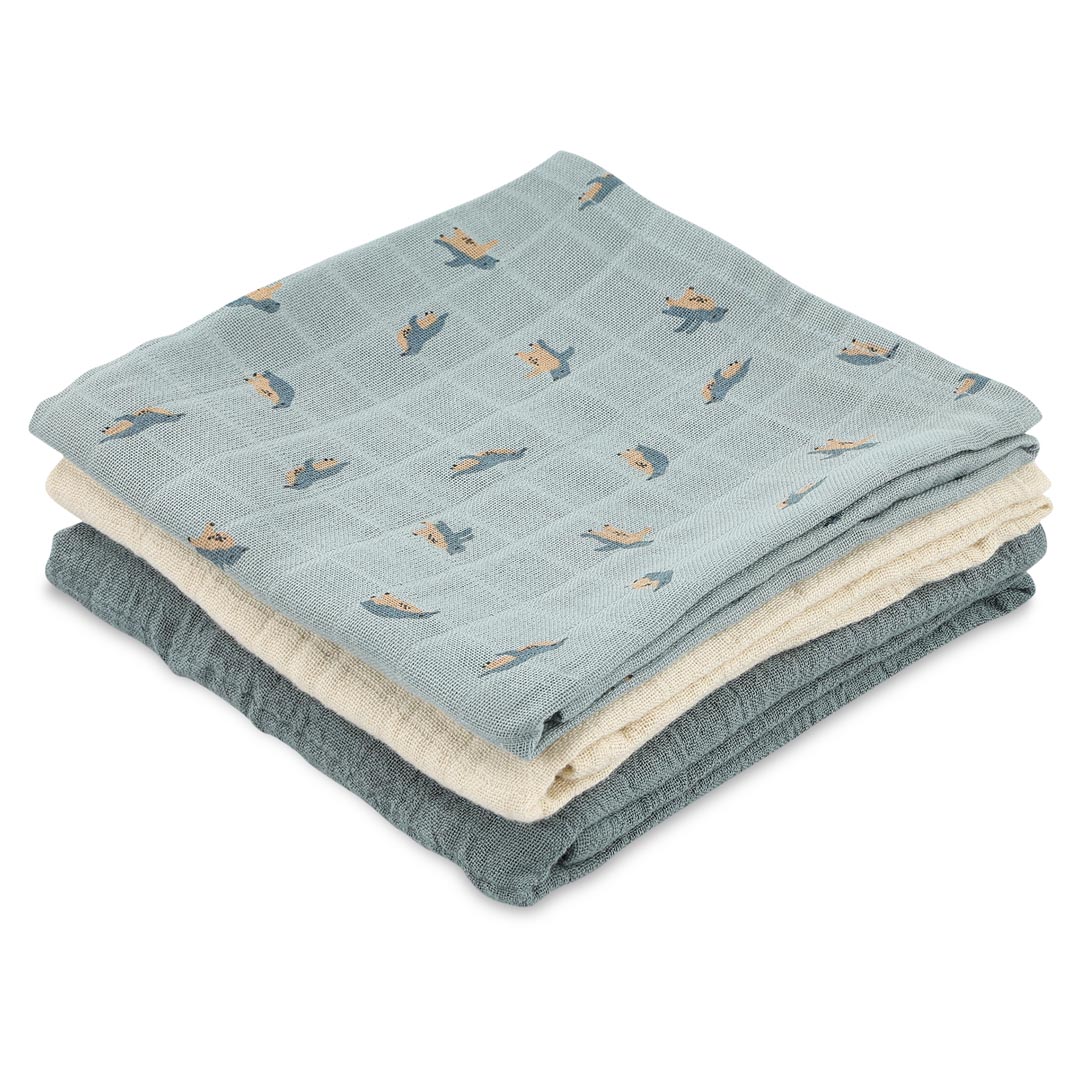 Muslin cloths 3-pack mix | 55x55cm - Peppy Penguins